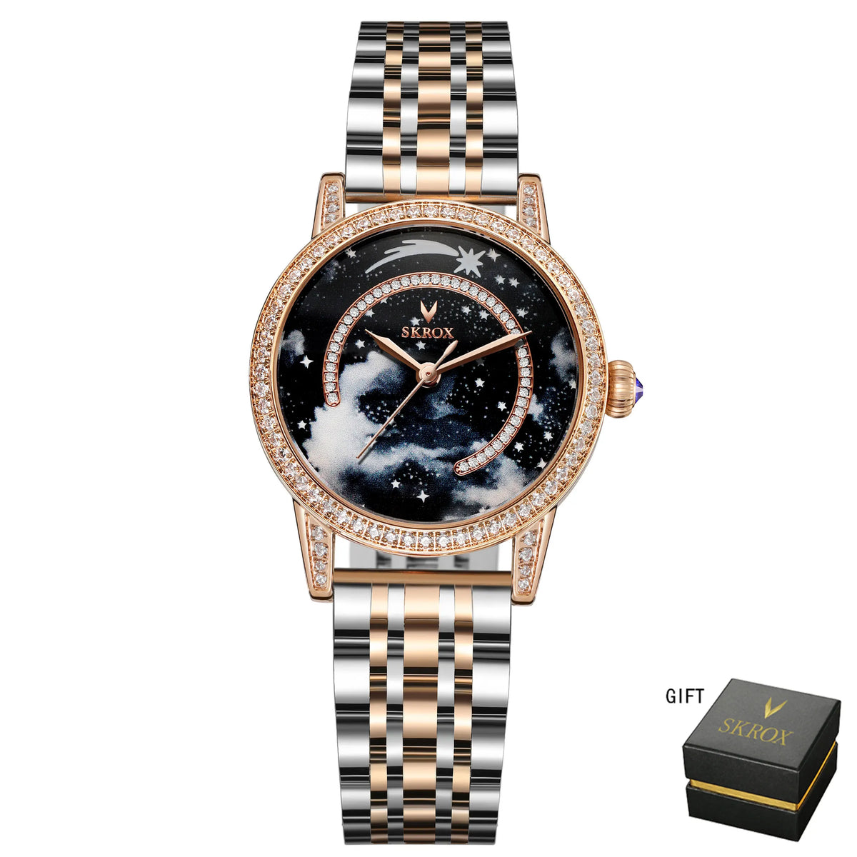 Aurajutt Rose Gold Diamond Automatic Watch