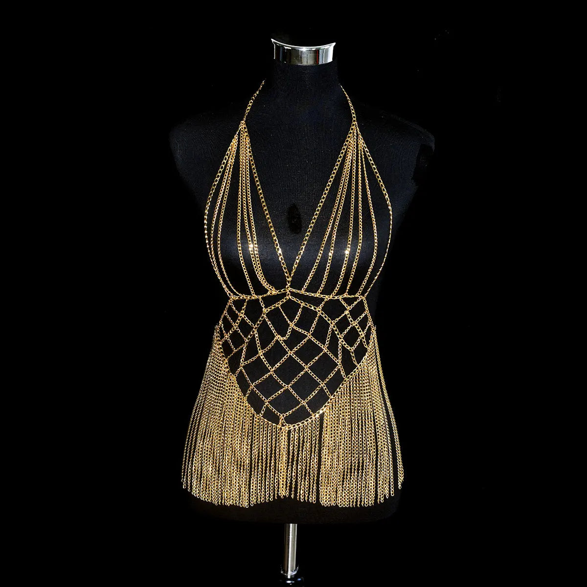Metallic Body Chain Bra – Party & Nightclub Accessory