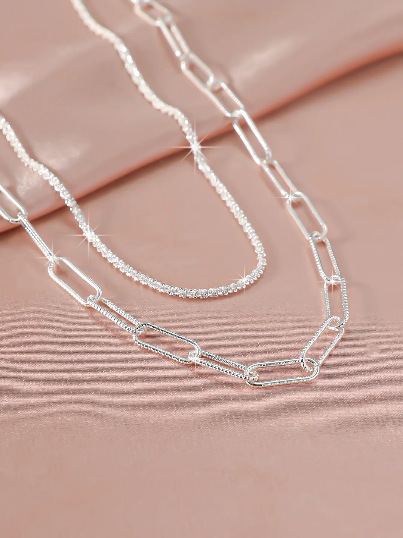 Sparkling Silver Clavicle Chain Choker Necklace