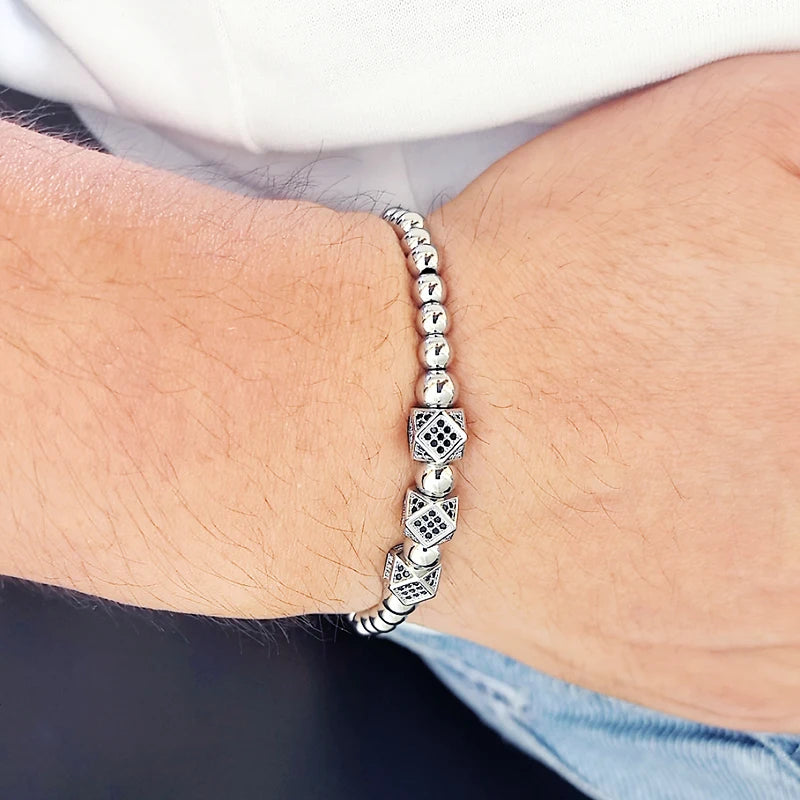 Luxury  Roal Rafa Man Bracelet For Women Stainless Steel Beaded Hand Jewelry Couple Gift