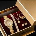Aurajutt Gold Diamond Bracelet Set Watch