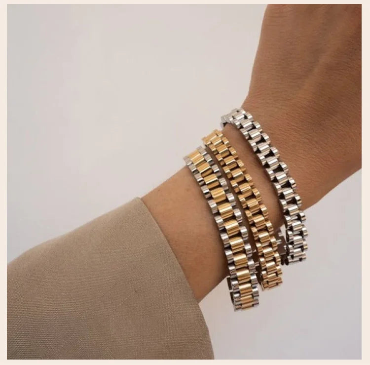 Luxury Presidential Chain Bracelet For Women Men, Stainless Steel Watch Brand Link Fashion Wrist 16cm/18cm/21cm