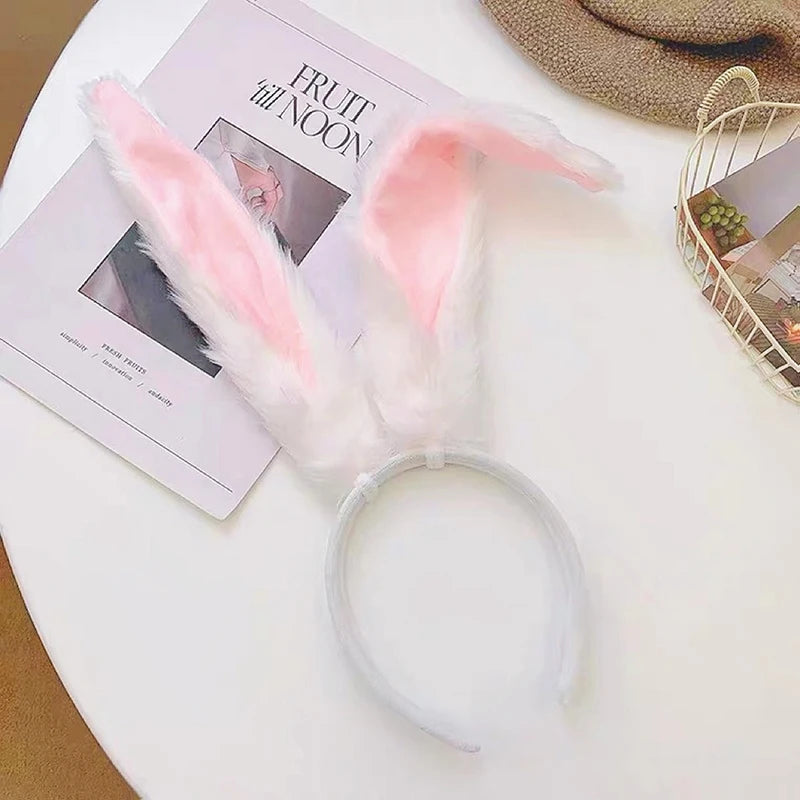Girls Plush Long Rabbit Ear Hair Bands Headwear Headband Dress Accesorios Women Girl Cosplay Lolita Cosplay Hair Accessories