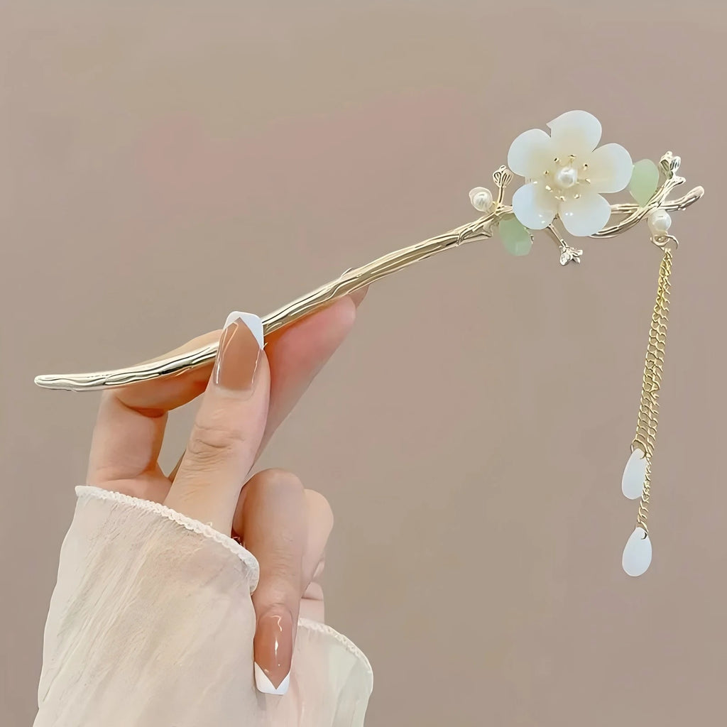 Chinese Style Tassel Hair Stick – Floral Hairpin