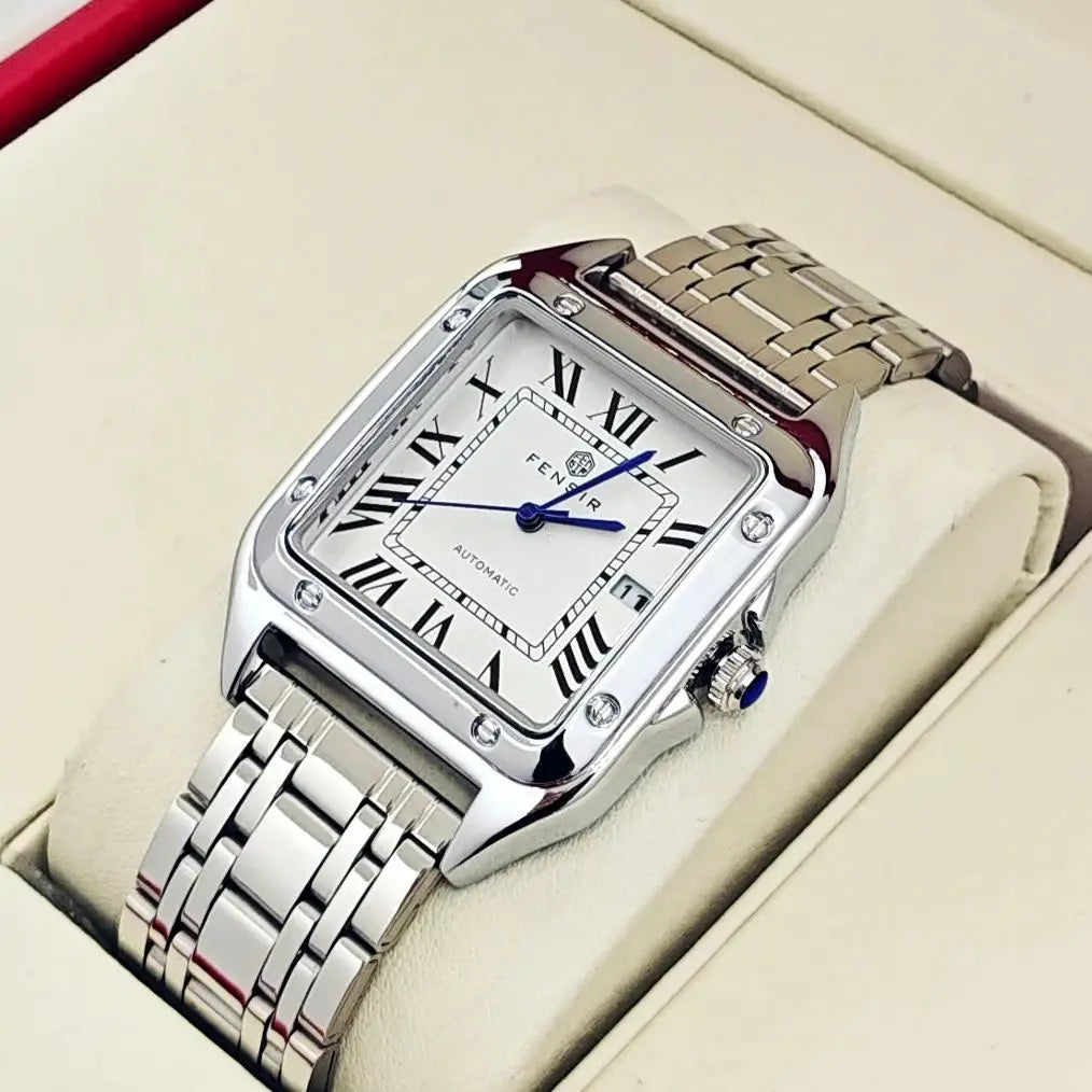 Luxury Business Watch for Men, Calendar Display, Stainless Steel Strap, High-End Luxury Small Square Men's Watch, Fashionable Business Casual Versatile Trendy Men's Wristwatch, the Best Gift for Him