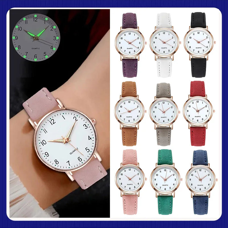 Aurajutt Diamond Luminous Leather Watch
