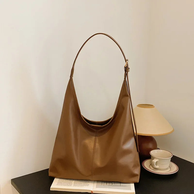 New Retro Tote Bag for Women Large Shoulder Bag Simple Commuter Bag Handmade Tote