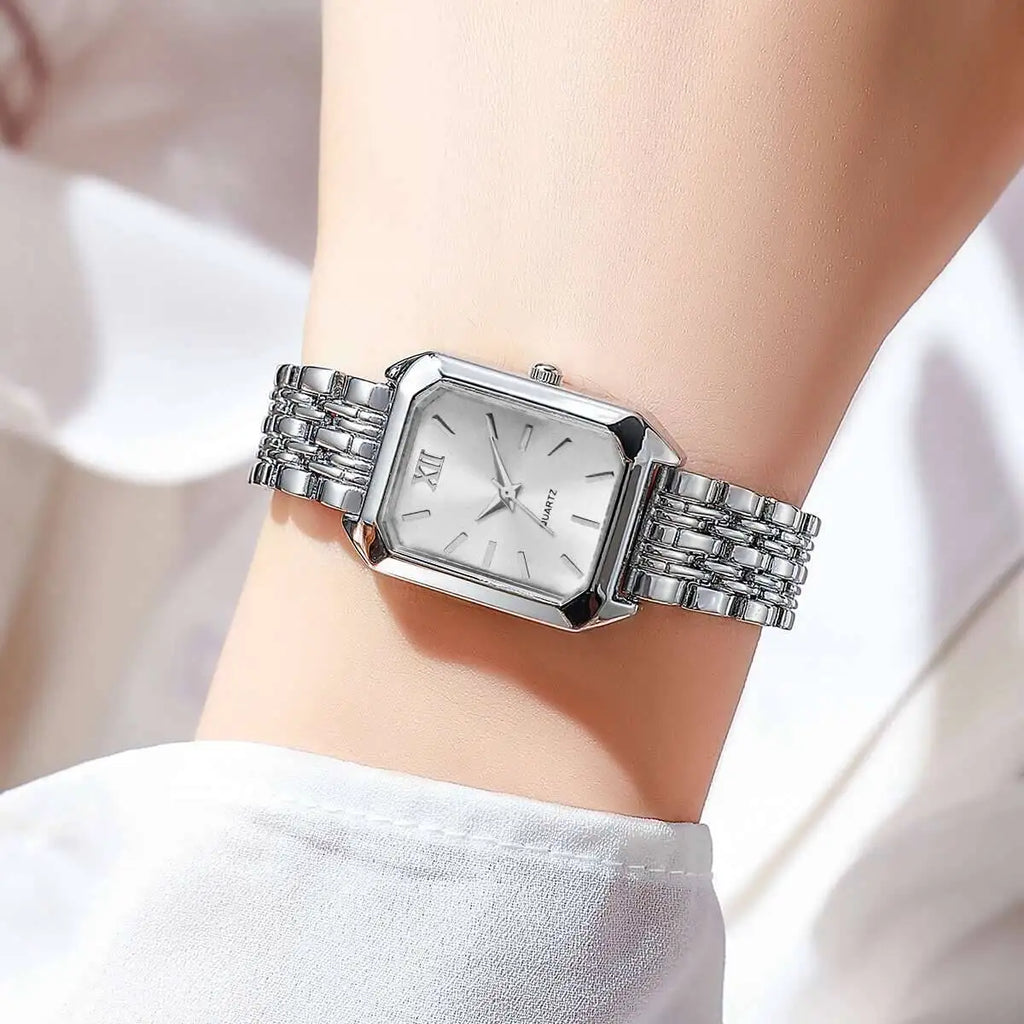 Aurajutt Rectangle Quartz Watch – Women's Elegant Alloy