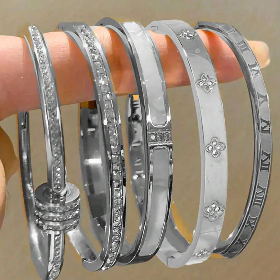 ZAKOL Stackable Zirconia Bangle Bracelet Set