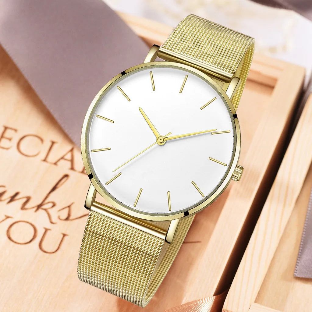 Aurajutt Rose Gold Steel Bracelet Watch