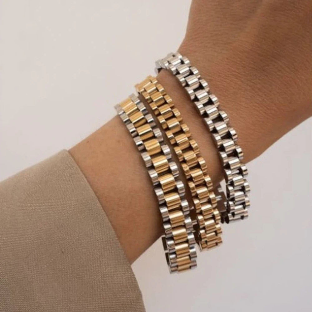 Luxury Presidential Chain Bracelet For Women Men, Stainless Steel Watch Brand Link Fashion Wrist 16cm/18cm/21cm
