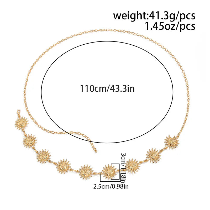 Boho Sun Waist Belly Chain – Adjustable Body Jewelry