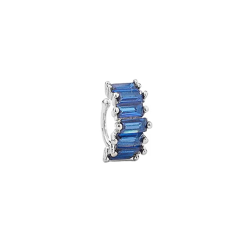 A Girl 1Pcs Irregular Square Zircon Ear Clip Earrings for Women Geometry Ear Cuff Party Fashion Silver Color Jewelry Gifts