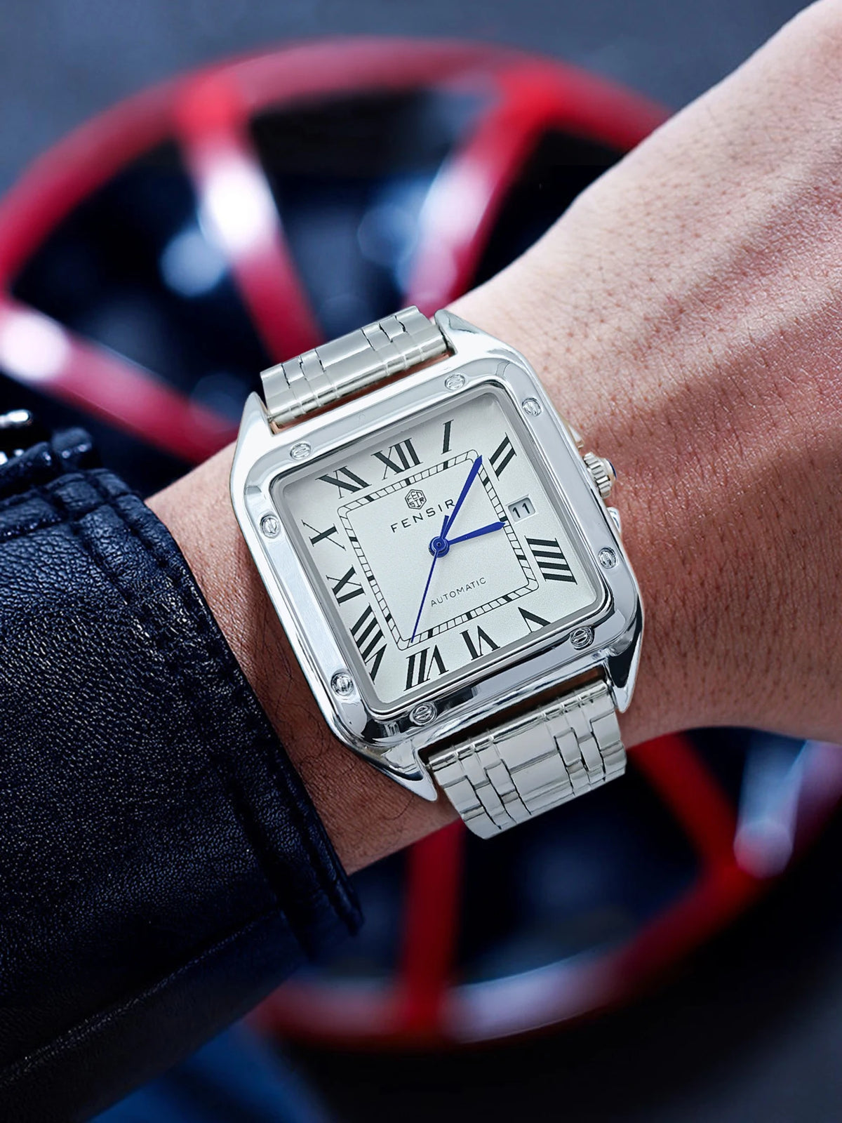 Luxury Business Watch for Men, Calendar Display, Stainless Steel Strap, High-End Luxury Small Square Men's Watch, Fashionable Business Casual Versatile Trendy Men's Wristwatch, the Best Gift for Him