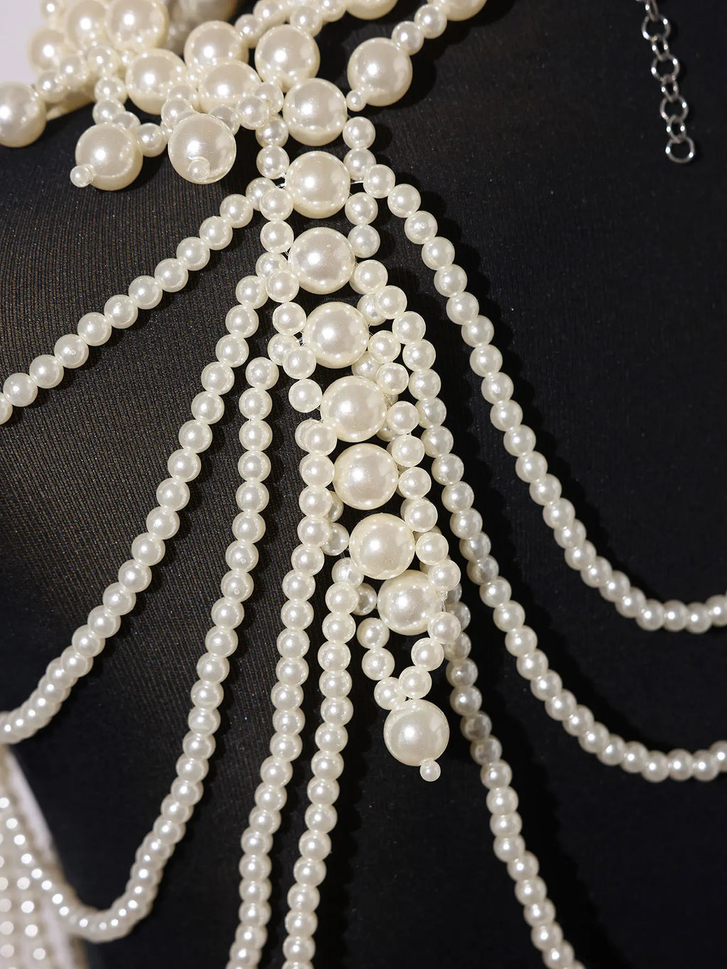Elegant Multi-Layer Pearl Body Chain & Statement Shoulder Necklace for Weddings, Parties & Photoshoots