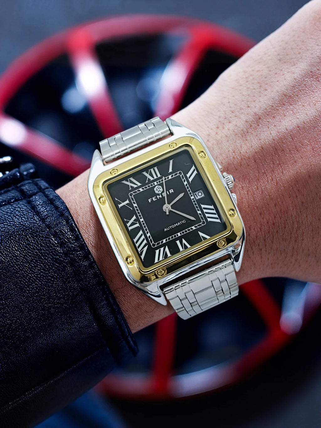 Luxury Business Watch for Men, Calendar Display, Stainless Steel Strap, High-End Luxury Small Square Men's Watch, Fashionable Business Casual Versatile Trendy Men's Wristwatch, the Best Gift for Him