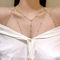 Layered Crystal Chest Chain – Silver Body Jewelry
