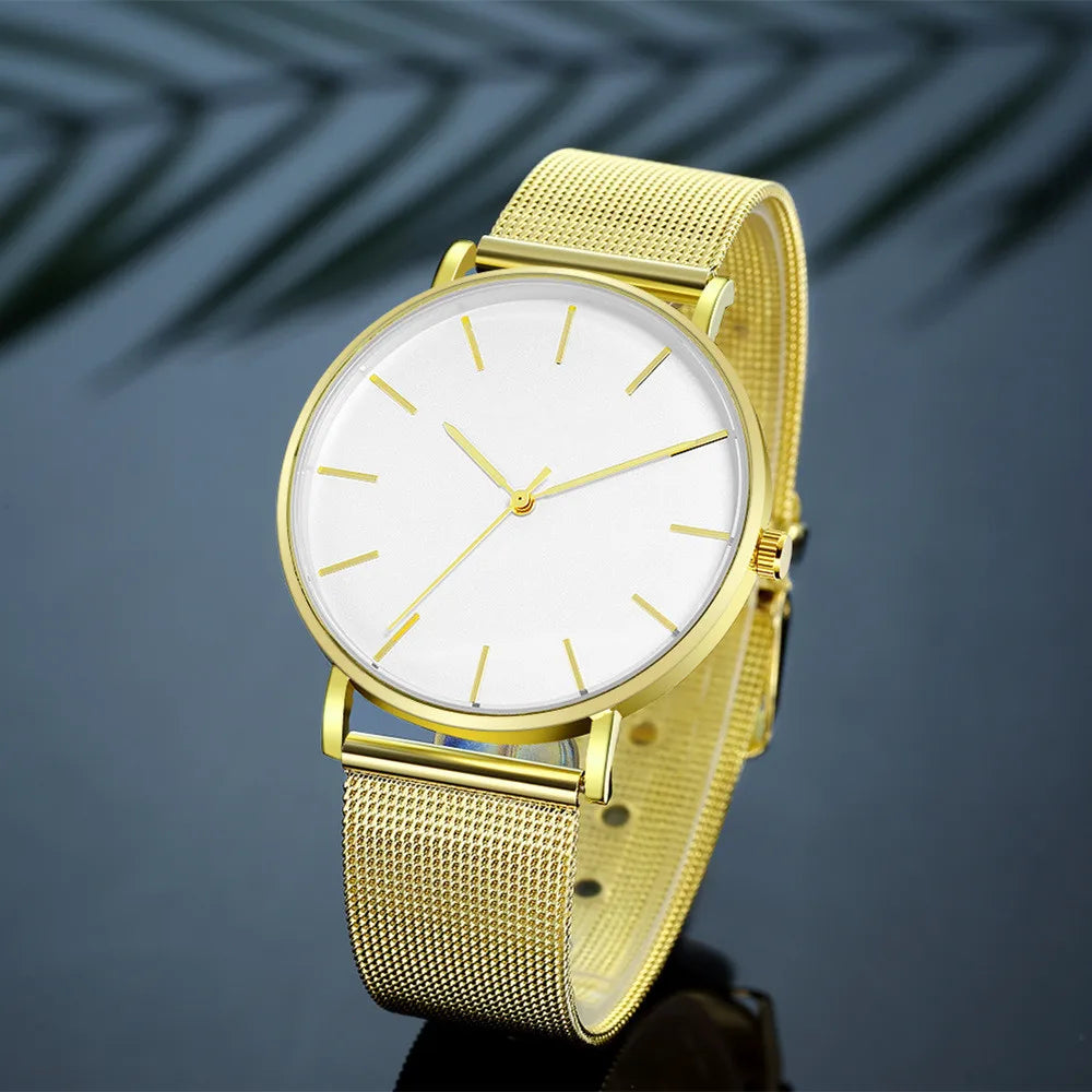 Aurajutt Rose Gold Steel Bracelet Watch