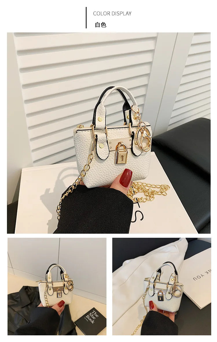 2026 Girls Hand-held Small Square Bag 2025 Summer New Classic Children Carrying One-shoulder Messenger Bag. Wallet Keychain