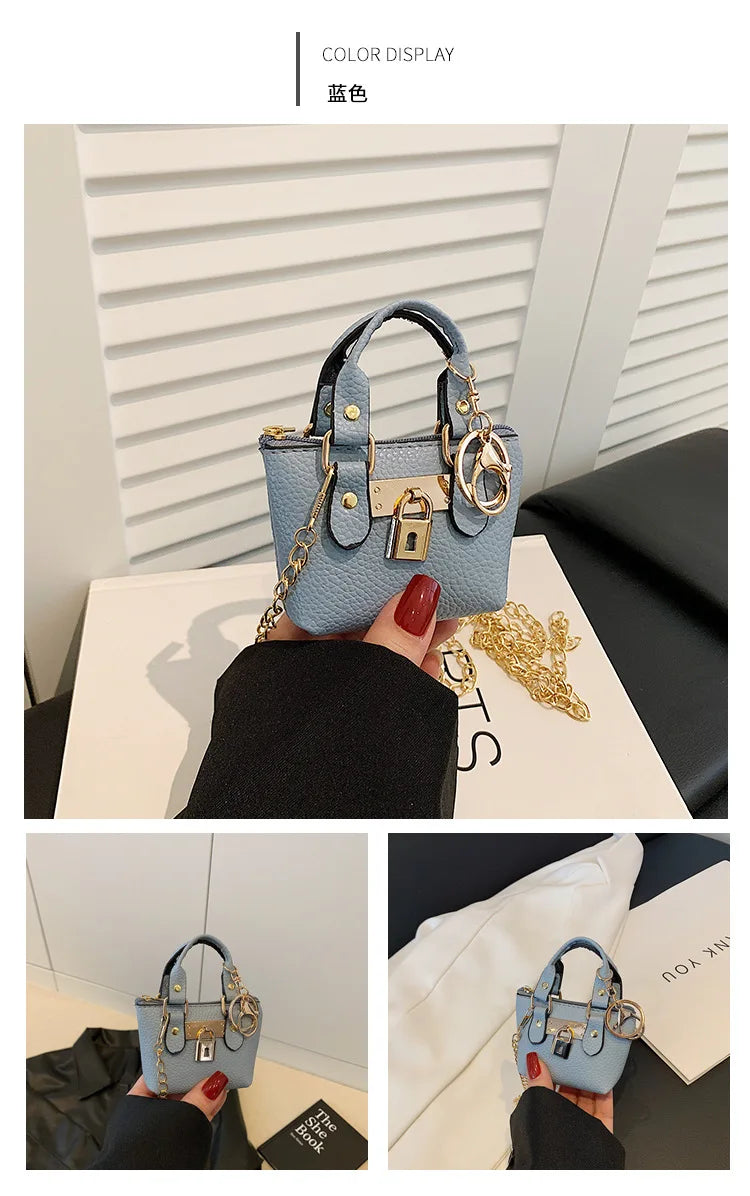 2026 Girls Hand-held Small Square Bag 2025 Summer New Classic Children Carrying One-shoulder Messenger Bag. Wallet Keychain