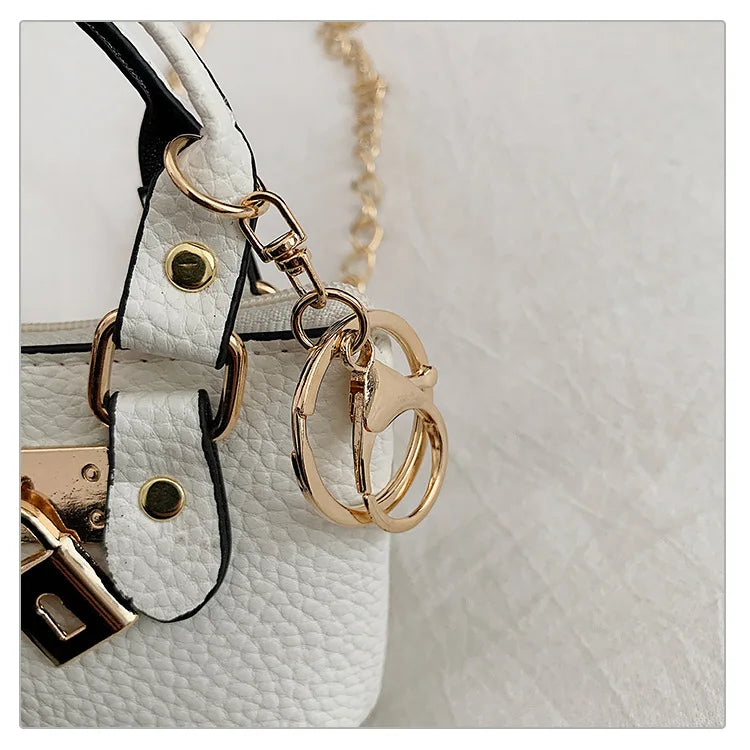 2026 Girls Hand-held Small Square Bag 2025 Summer New Classic Children Carrying One-shoulder Messenger Bag. Wallet Keychain