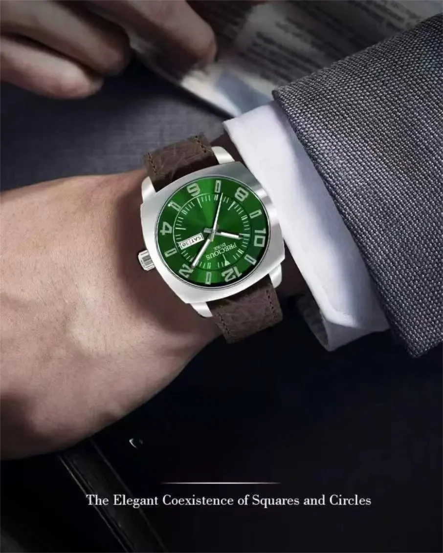Aurajutt Business Leather Luminous Watch