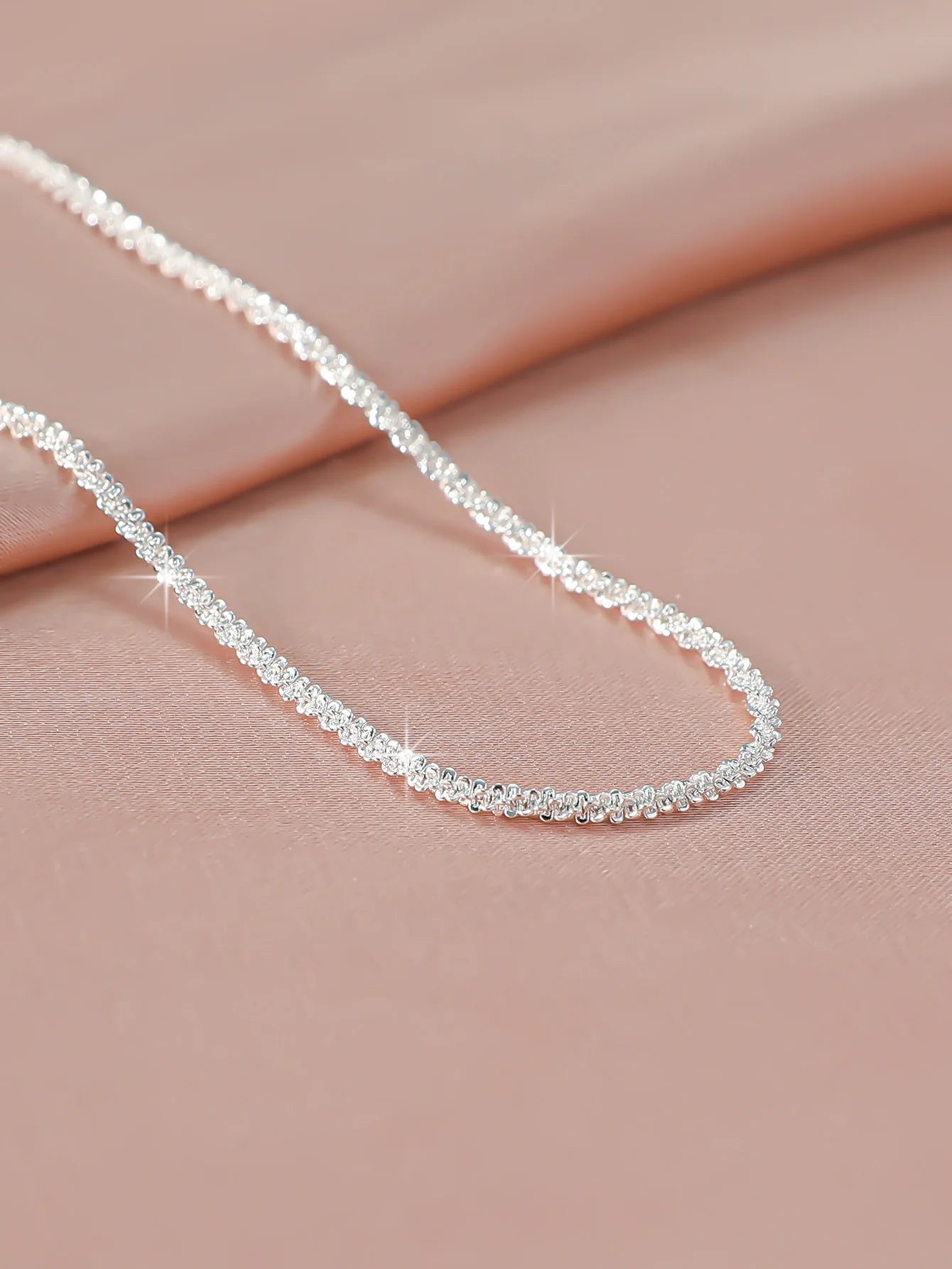 Sparkling Silver Clavicle Chain Choker Necklace