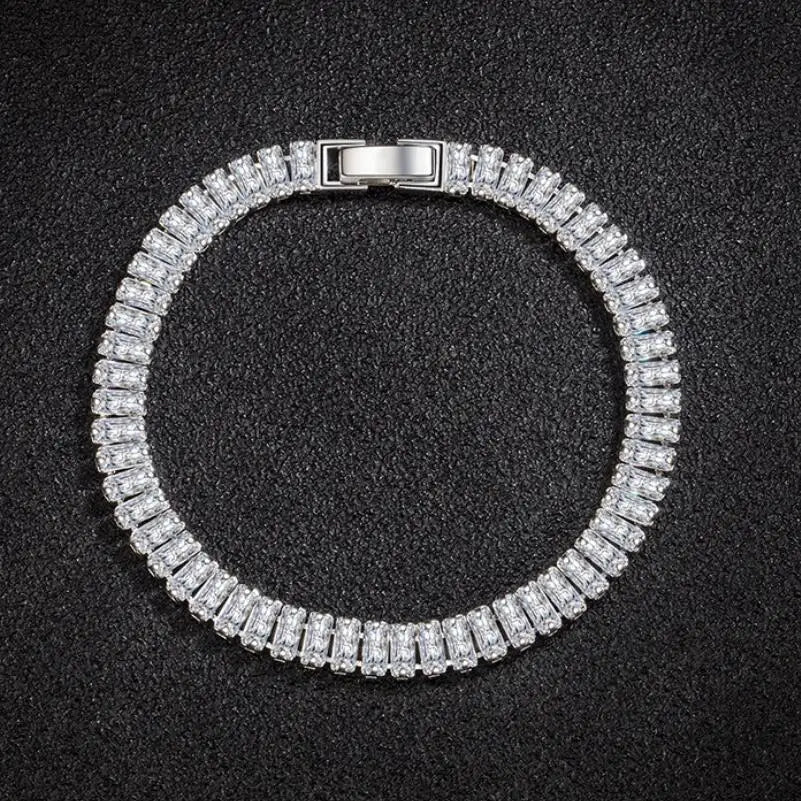 Luxury Designer 925 Sterling Silver Fine Crystal Bracelet for Women Fashion Jewelry Engagement Wedding Glamour 18CM