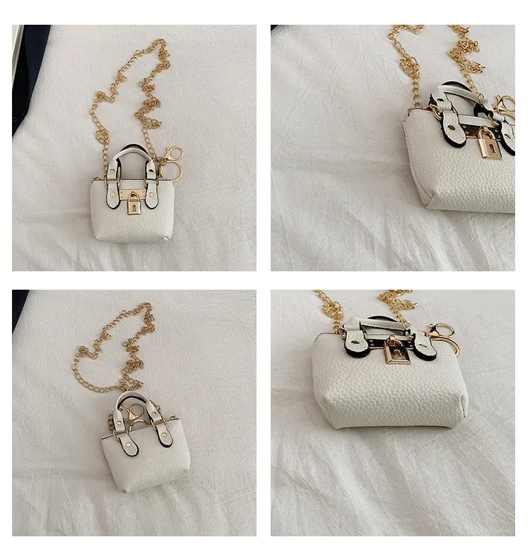 2026 Girls Hand-held Small Square Bag 2025 Summer New Classic Children Carrying One-shoulder Messenger Bag. Wallet Keychain