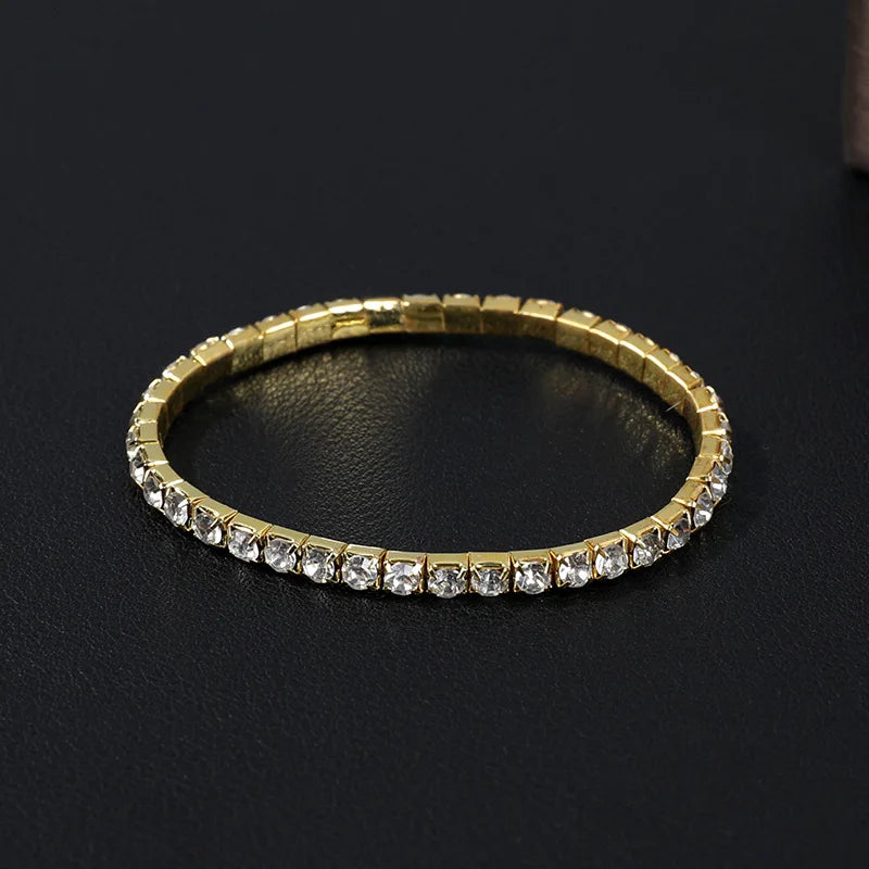 Luxury Classic Full of Rhinestones 18K Gold Plated Bracelets For Women Sparkling Simple Zircon Bracelets Jewelry Birthday Gifts