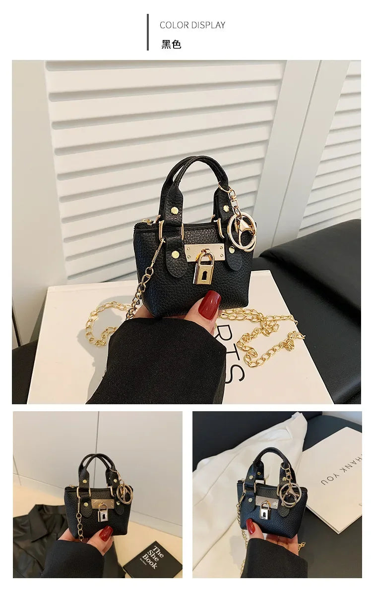 2026 Girls Hand-held Small Square Bag 2025 Summer New Classic Children Carrying One-shoulder Messenger Bag. Wallet Keychain