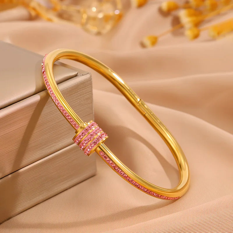 ZAKOL Stackable Zirconia Bangle Bracelet Set