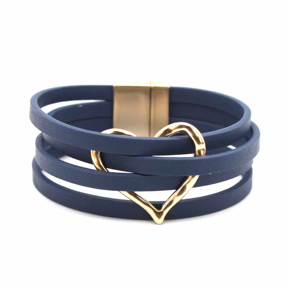 Leather Bracelets For Women 2024 Fashion Bracelets & Bangles Elegant Multilayer Wide Wrap Bracelet Female Jewelry Gift