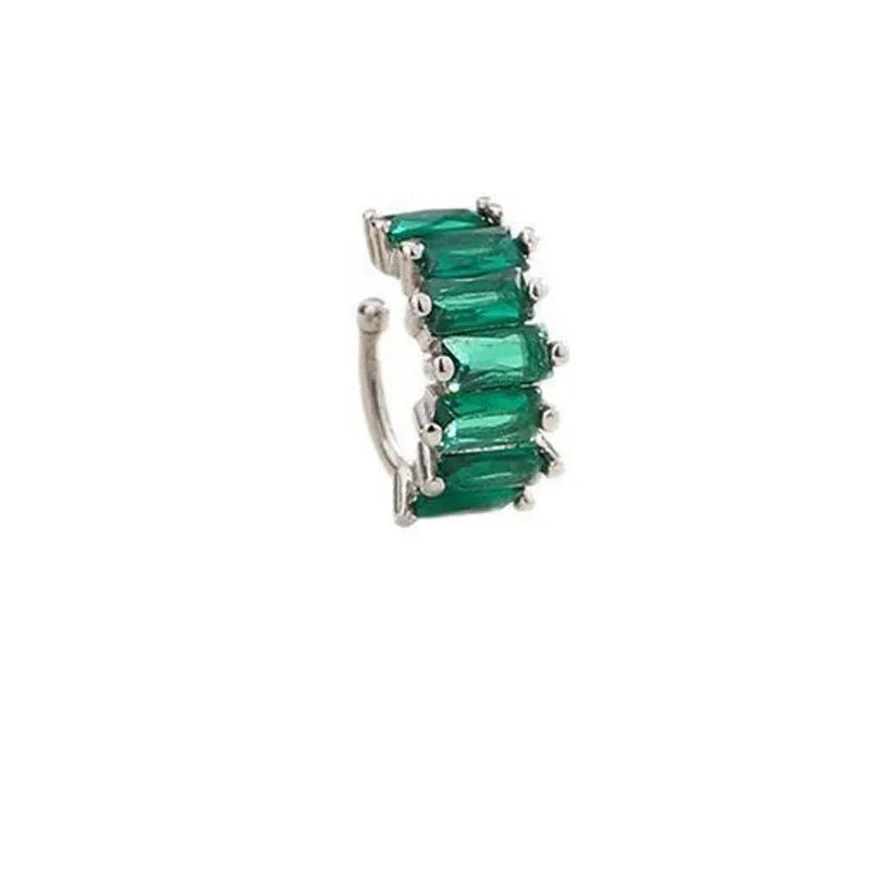 A Girl 1Pcs Irregular Square Zircon Ear Clip Earrings for Women Geometry Ear Cuff Party Fashion Silver Color Jewelry Gifts