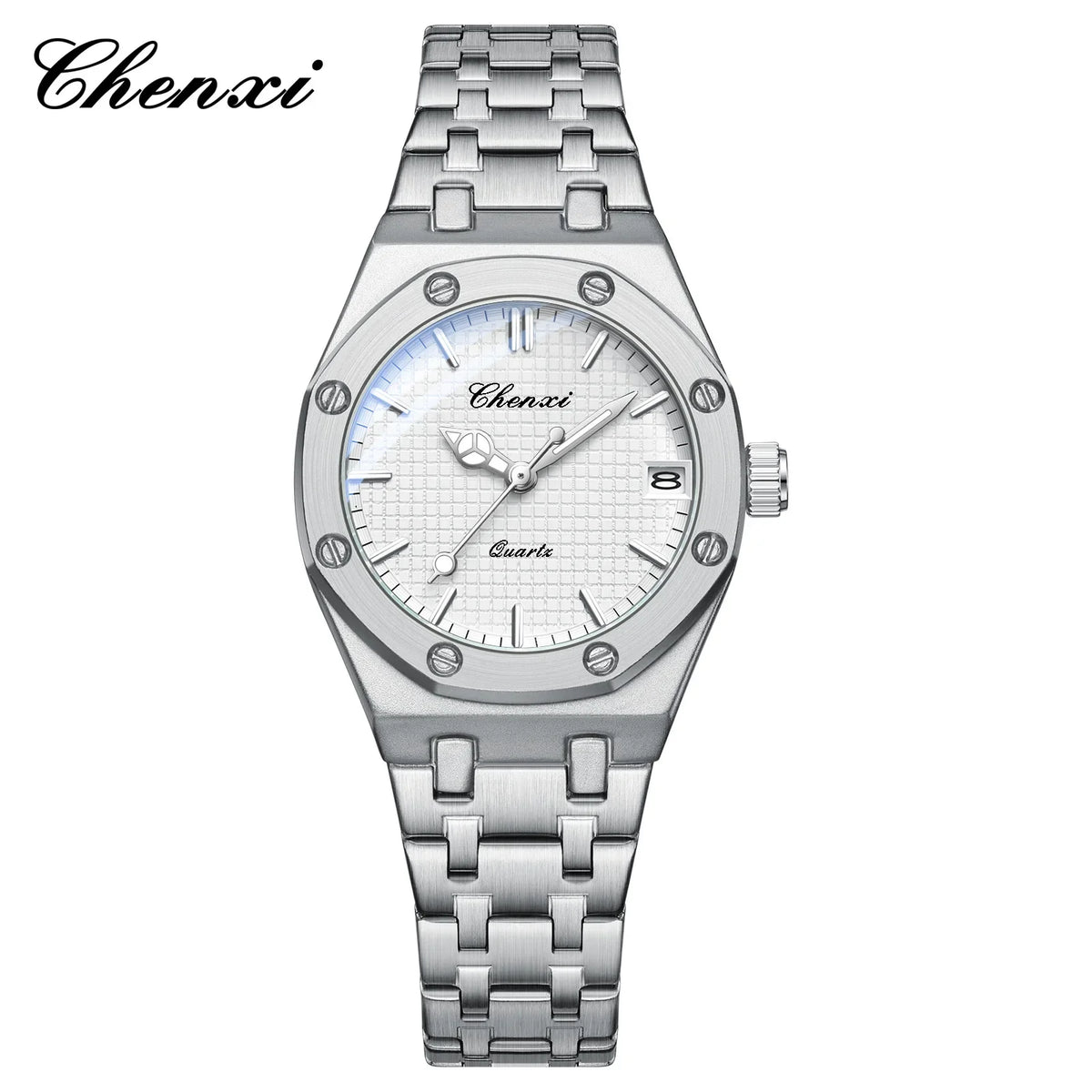 Luxury Women Watches Silver Steel Simple Casual Business Dress Watches for Women Top Brand Waterproof 3bar Calendar Gift Clock