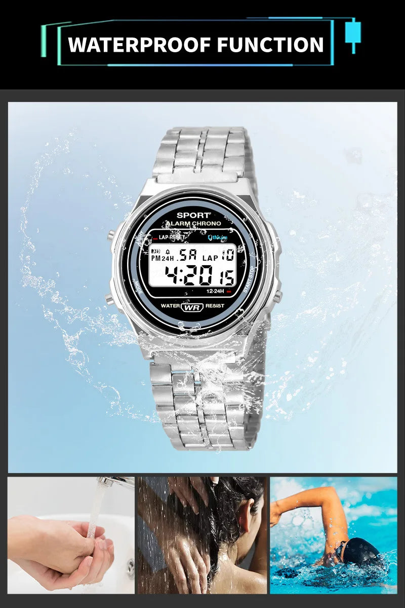 Light-luxury Women Watches Set Ladies Electronic Wristwatch with Bracelet Retro Style LED Digital Display Sports Clock