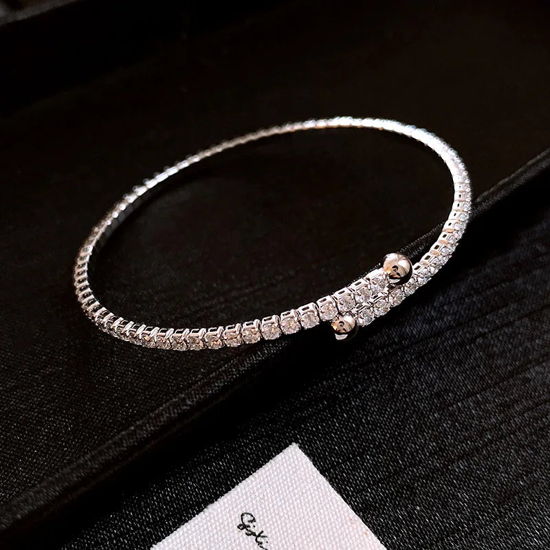 Luxury Adjustable Bracelet Women's Fashion Temperament Geometric Square Rhinestone Bracelet Wristband Party Wedding Jewelry K-