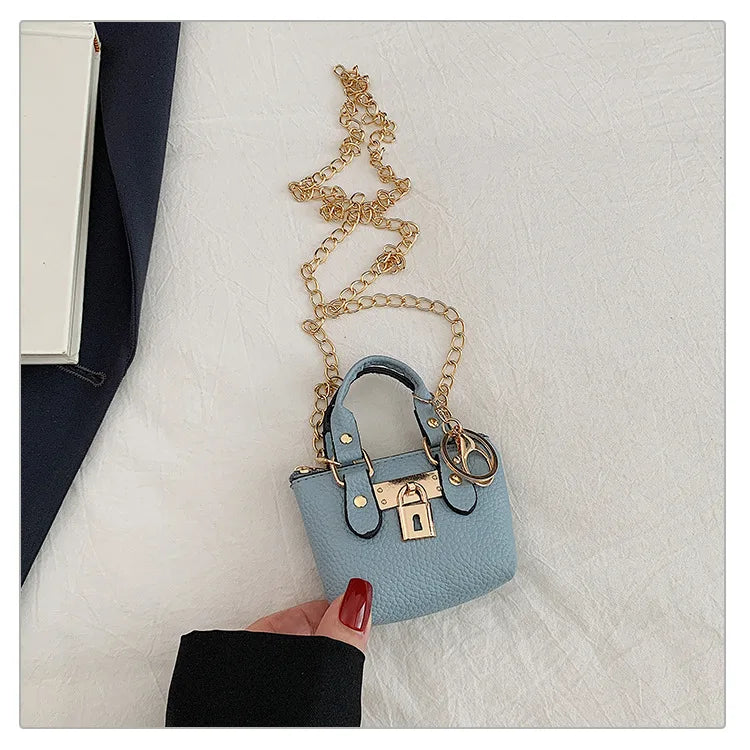 2026 Girls Hand-held Small Square Bag 2025 Summer New Classic Children Carrying One-shoulder Messenger Bag. Wallet Keychain