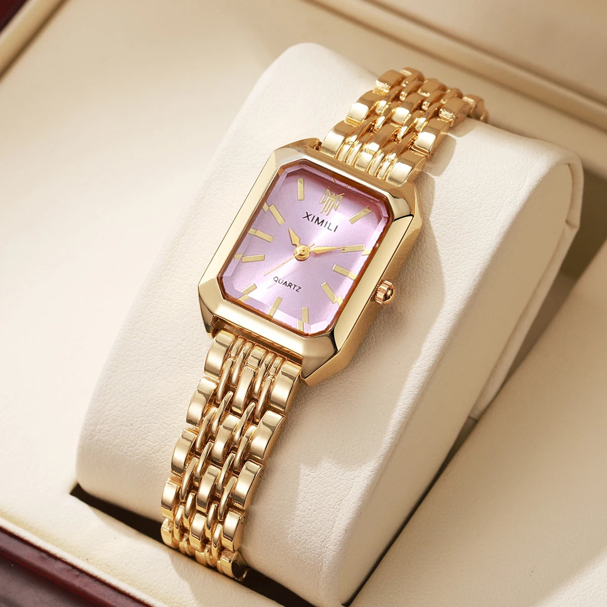 Aurajutt Rectangle Steel Watch – Women's Casual Elegance