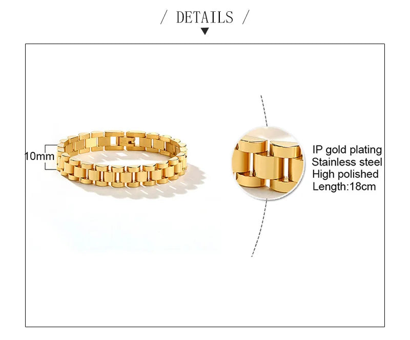 Luxury Presidential Chain Bracelet For Women Men, Stainless Steel Watch Brand Link Fashion Wrist 16cm/18cm/21cm