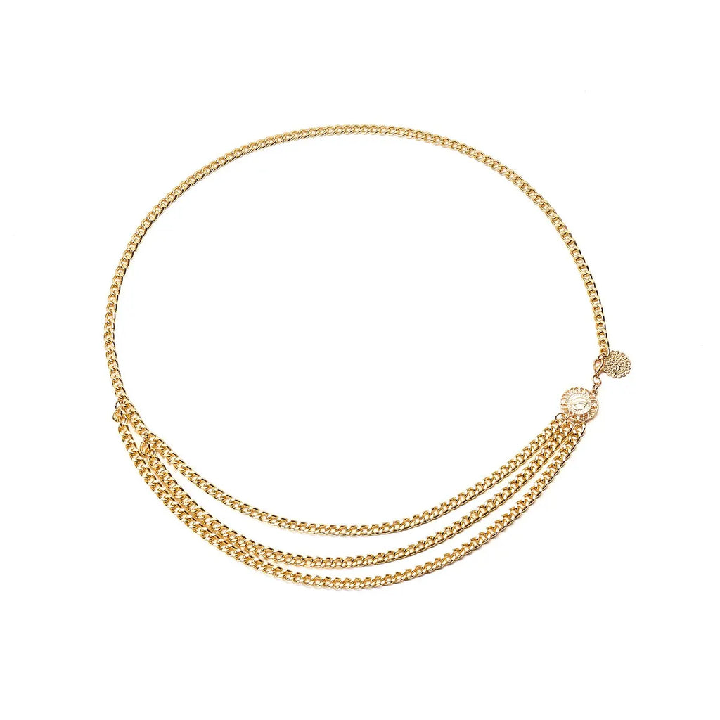 Sunflower Coin Tassel Waist Chain – Boho Body Jewelry