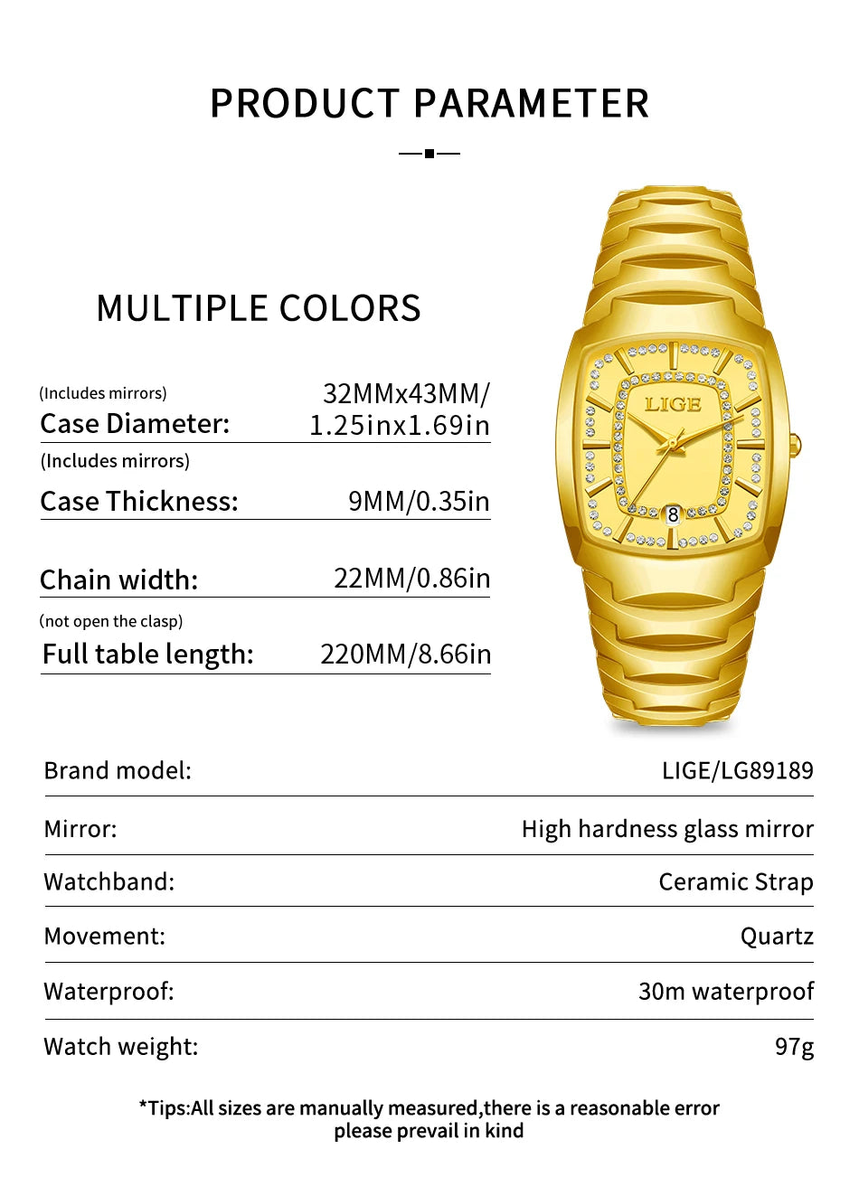 LIGE Luxury Quartz Watch for Woman Ceramic Waterproof Ladies Watch High Quality Female Clock Elegant Women's Watches+Box