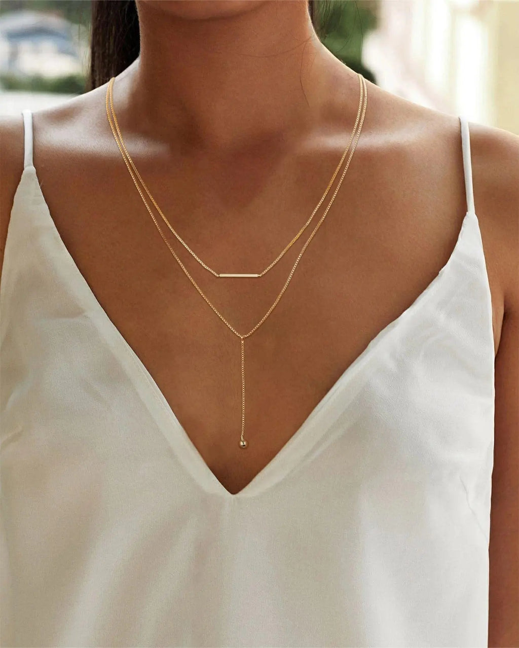 Dainty 14K Gold Plated Y-Shaped Lariat Necklace