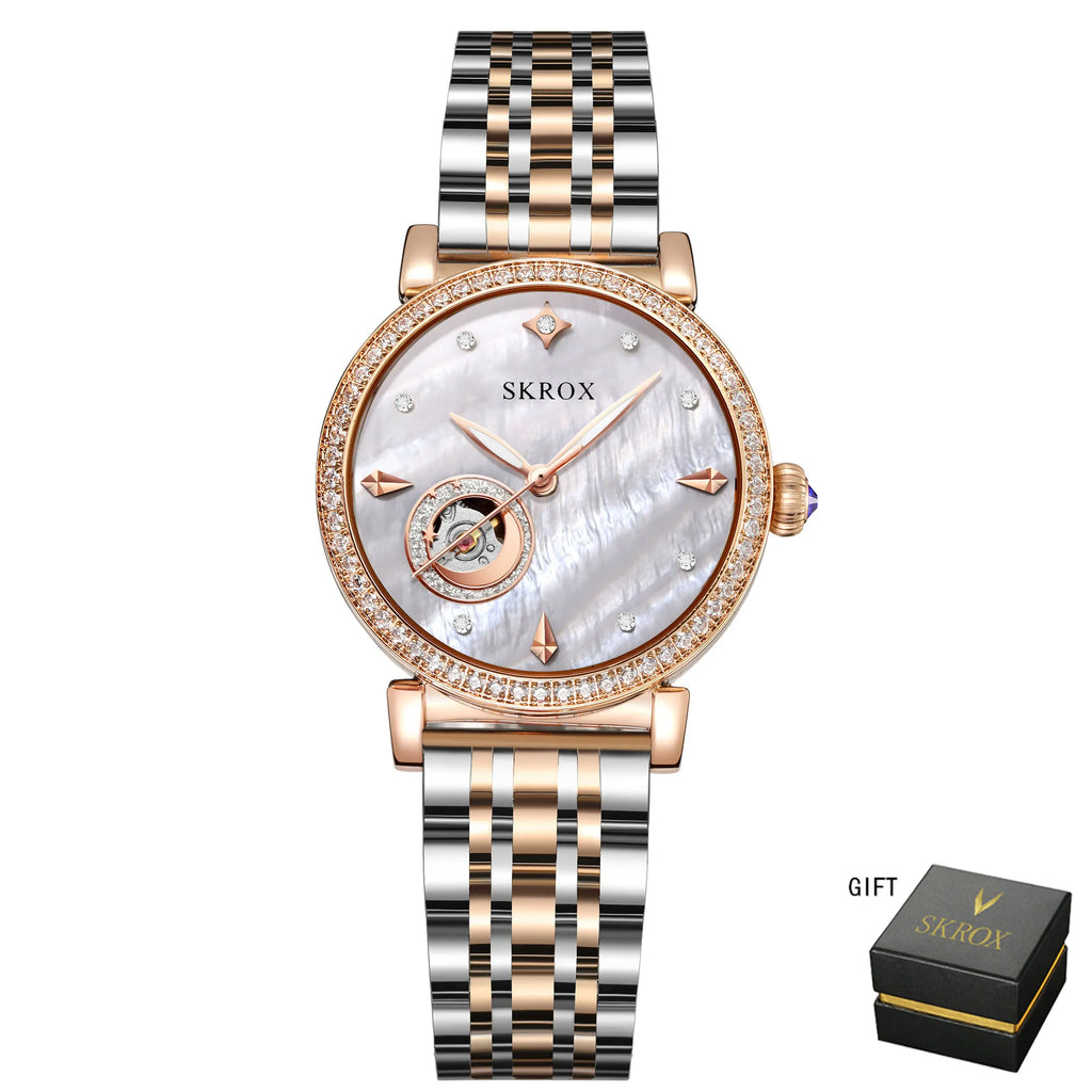 Aurajutt Rose Gold Diamond Automatic Watch