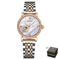 2024Luxury Rose Gold Diamond Woman Watch Mechanical Automatic Movement Ladies Watches Stainless Steel Elegant Women's Wristwatch
