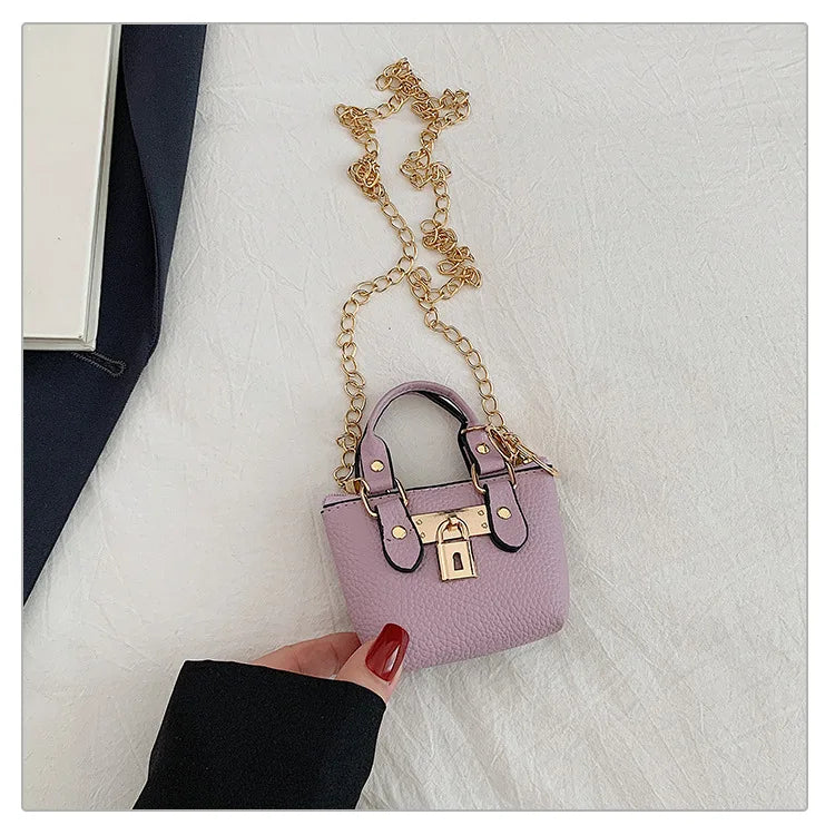 2026 Girls Hand-held Small Square Bag 2025 Summer New Classic Children Carrying One-shoulder Messenger Bag. Wallet Keychain