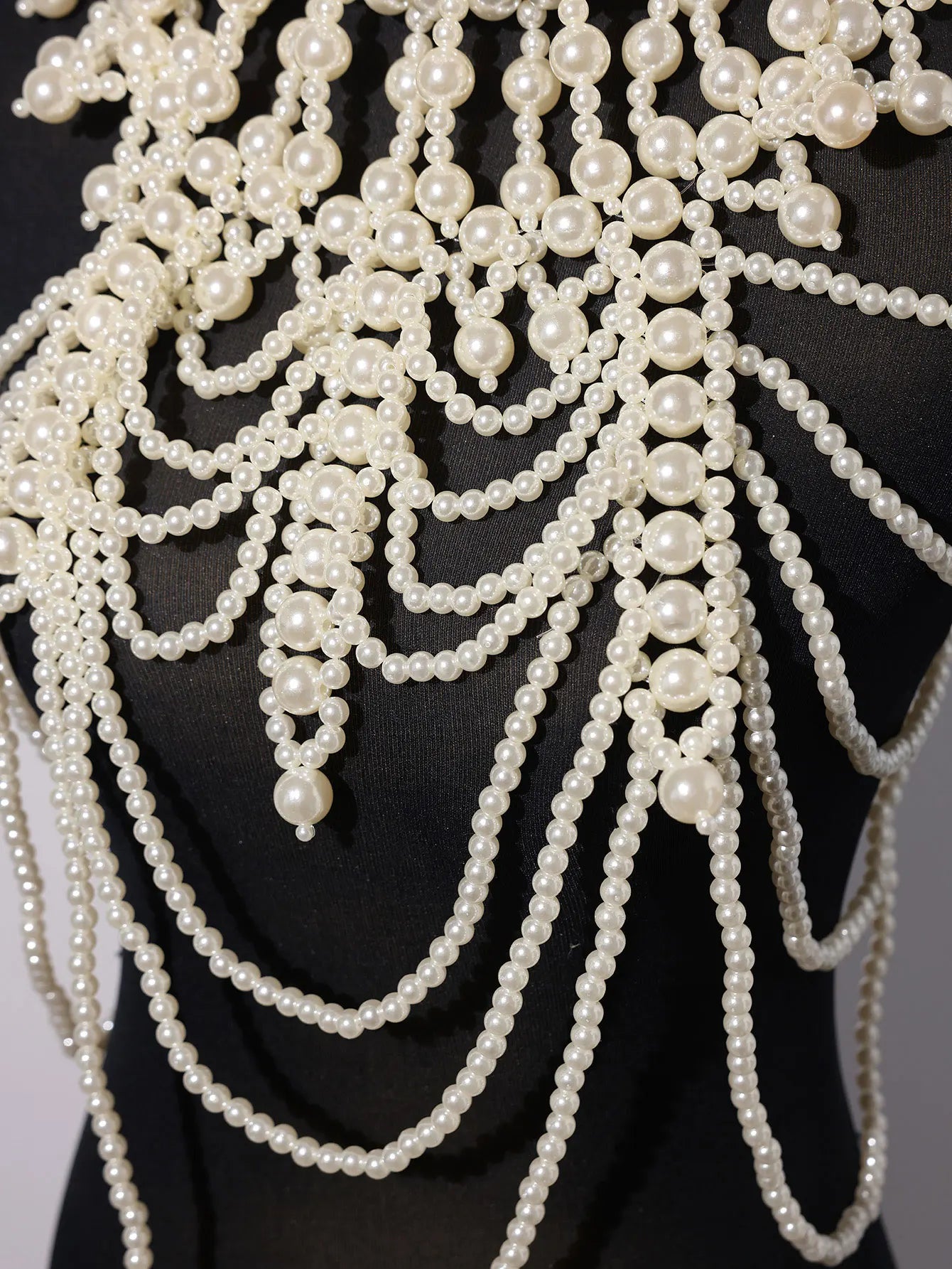 Elegant Multi-Layer Pearl Body Chain & Statement Shoulder Necklace for Weddings, Parties & Photoshoots
