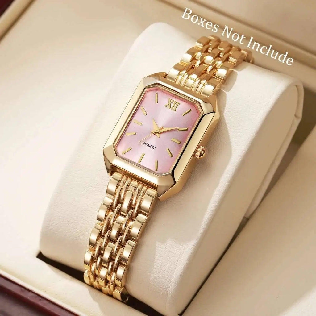 Aurajutt Rectangle Quartz Watch – Women's Elegant Alloy