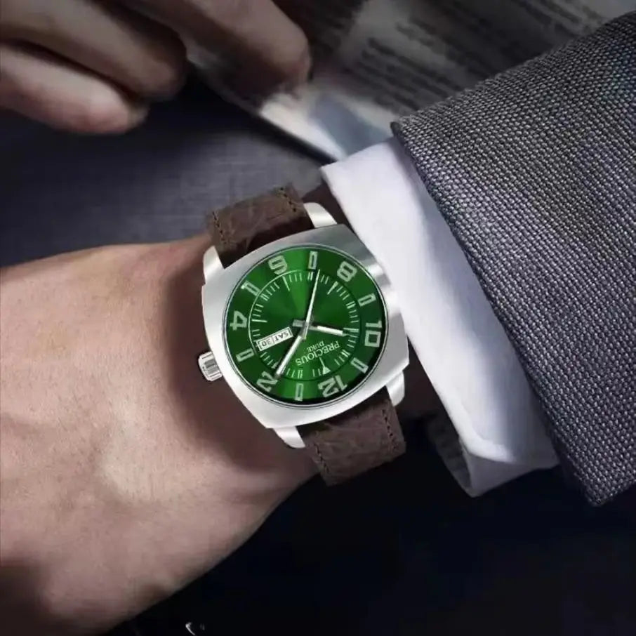 Aurajutt Business Leather Luminous Watch