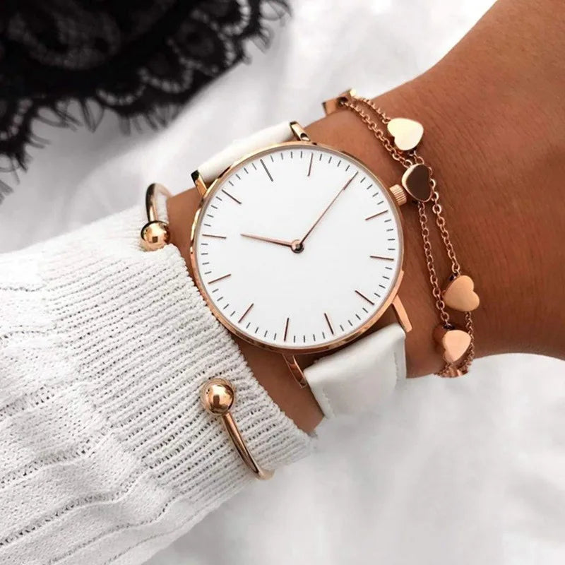 Aurajutt Rose Gold Steel Bracelet Watch
